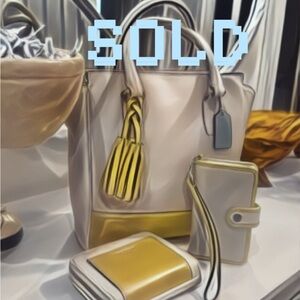 Coach Cream and Gold Crossbody Bag